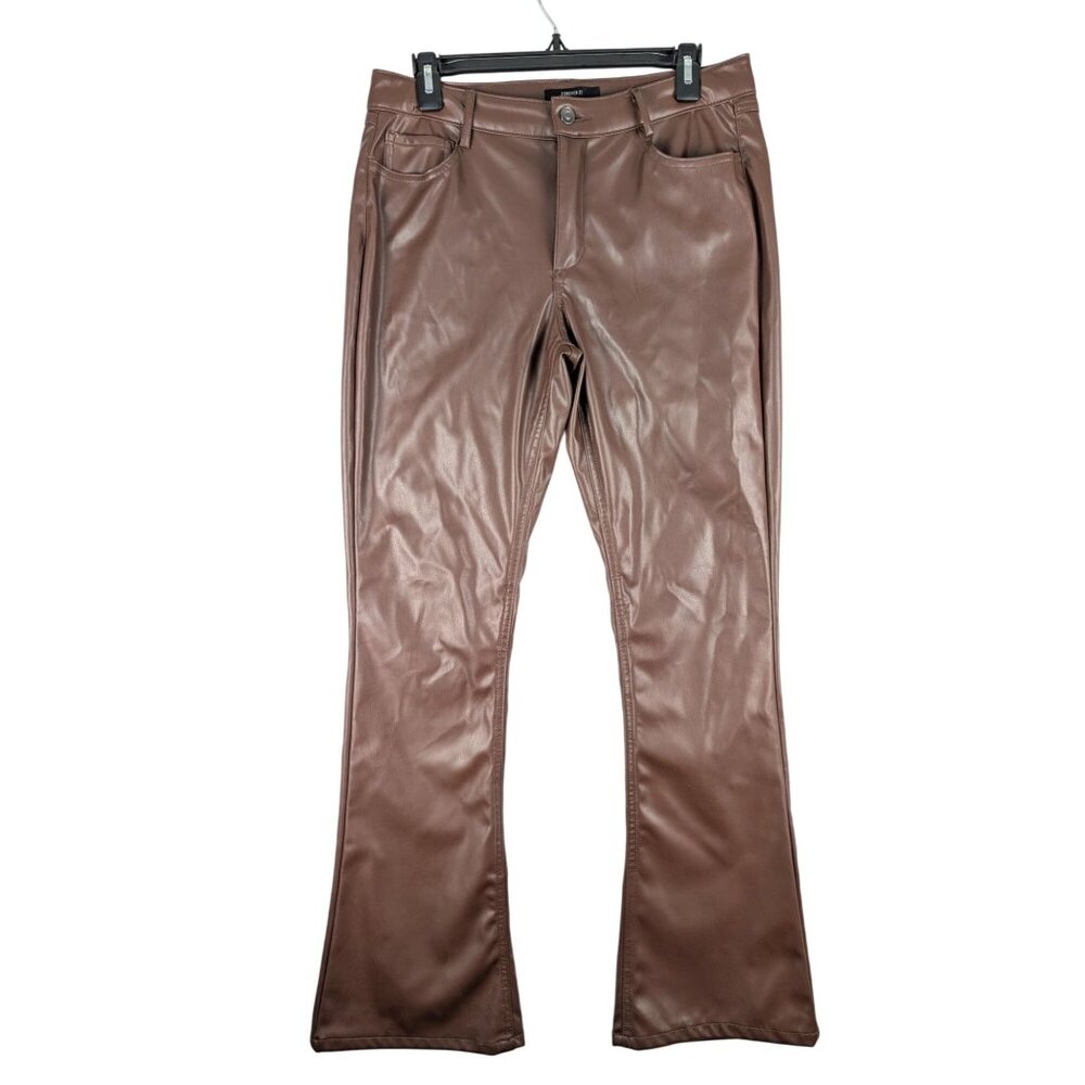 Forever 21 Pants Womens Large Brown‎ Faux Leather Flared Trouser